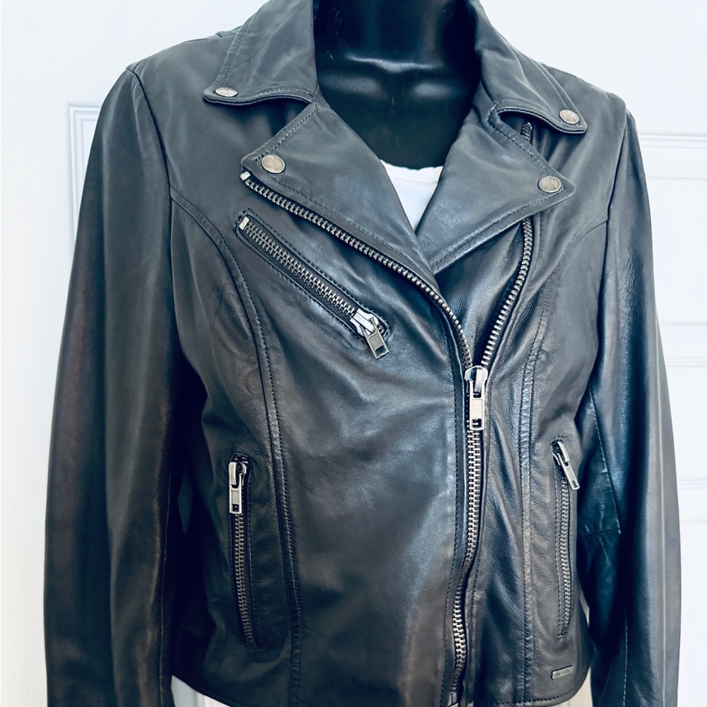 Rino & Pelle Ghost Night Lamb Leather Biker Jacket–Women’s Size Europe 38, US 8